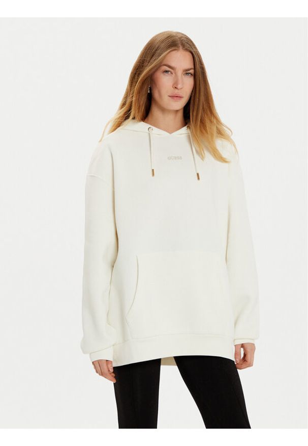 Guess Bluza V4BQ22 KCHX0 Biały Regular Fit. Kolor: biały. Materiał: bawełna