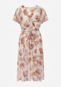 Born2be - Różowa Romantyczna Sukienka Kopertowa z Wiązanym Paskiem i Brokatem Yael. Okazja: na co dzień, na spotkanie biznesowe, do pracy, na randkę. Kolor: różowy. Wzór: kwiaty. Typ sukienki: kopertowe. Styl: casual, biznesowy, elegancki #7