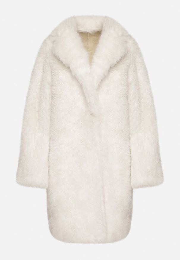 Born2be - Beżowy Płaszcz Futerko o Długim Kroju Otirena. Okazja: na co dzień. Kolor: beżowy. Materiał: futro. Długość: długie. Styl: casual, elegancki