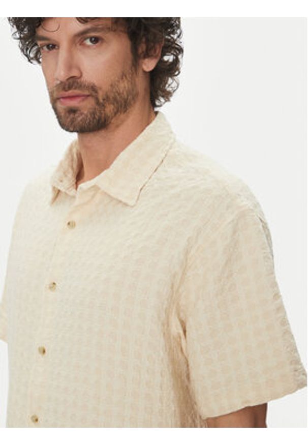Jack & Jones - Jack&Jones Koszula Dobby 12277184 Beżowy Relaxed Fit. Kolor: beżowy. Materiał: bawełna