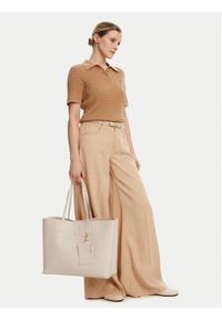 TOMMY HILFIGER - Tommy Hilfiger Torebka Th Distinct Tote Mono AW0AW17195 Beżowy. Kolor: beżowy. Materiał: skórzane #5