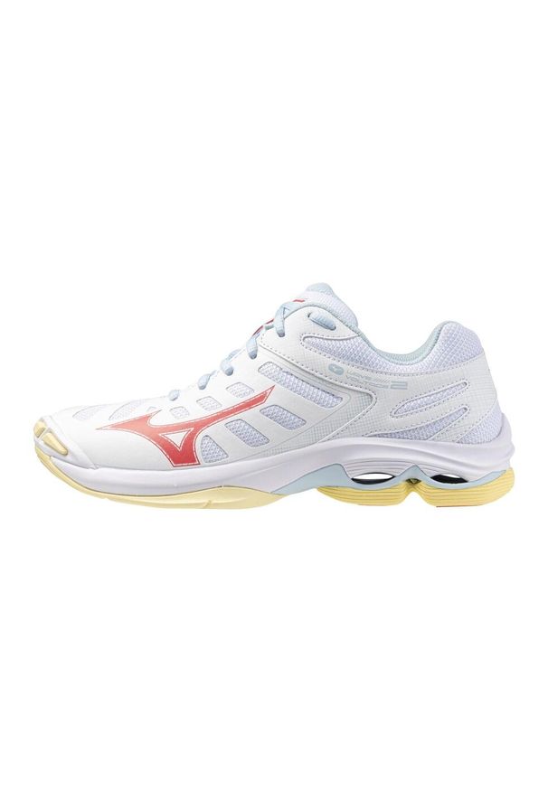 Mizuno - MIZUNO WAVE VOLTAGE 2 White/Banana AW25. Materiał: skóra. Szerokość cholewki: normalna. Model: Mizuno Wave. Sport: siatkówka