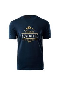 Hi-tec - Koszulka męska Hi-Tec Lore - granatowa, Rozmiar XXL. Kolor: niebieski. Materiał: bawełna, materiał. Wzór: nadruk, napisy #1