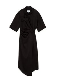 NANUSHKA - Czarna satynowa sukienka midi Lais. Kolor: czarny. Materiał: satyna. Typ sukienki: proste, asymetryczne. Długość: midi #6