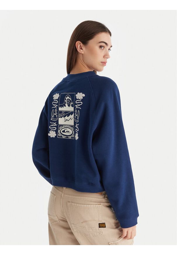 Quiksilver Bluza Graphic Crew EQWFT03198 Granatowy Regular Fit. Kolor: niebieski. Materiał: bawełna
