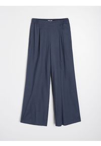 Sinsay - Spodnie wide leg z domieszką lnu - niebieski. Kolor: niebieski. Materiał: len