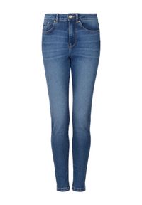Ochnik - Granatowe spodnie jeansowe damskie. Kolor: niebieski. Materiał: bawełna. Sezon: lato, zima. Styl: klasyczny