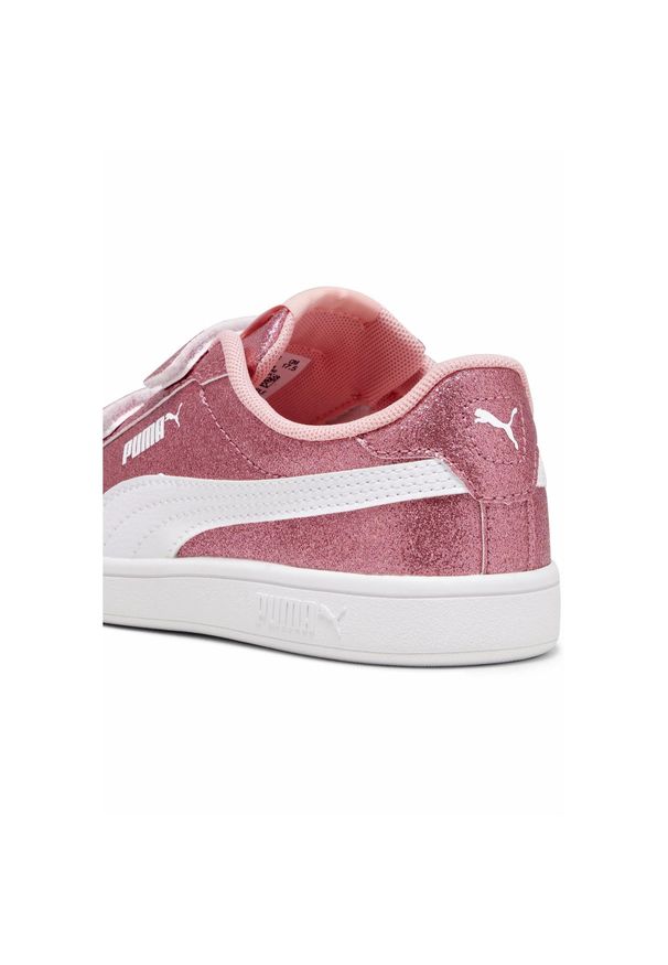 Puma - Dziecięce sneakersy Smash 3.0 Glitz Glam PUMA Peach Smoothie White Pink. Kolor: biały, wielokolorowy, różowy. Materiał: materiał, skóra, syntetyk. Szerokość cholewki: normalna
