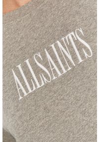 AllSaints - Bluza bawełniana. Typ kołnierza: bez kaptura. Kolor: szary. Materiał: bawełna. Wzór: aplikacja #3