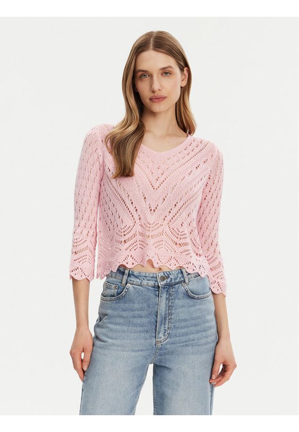 JDY Sweter New Sun 15212788 Różowy Regular Fit. Kolor: różowy. Materiał: syntetyk