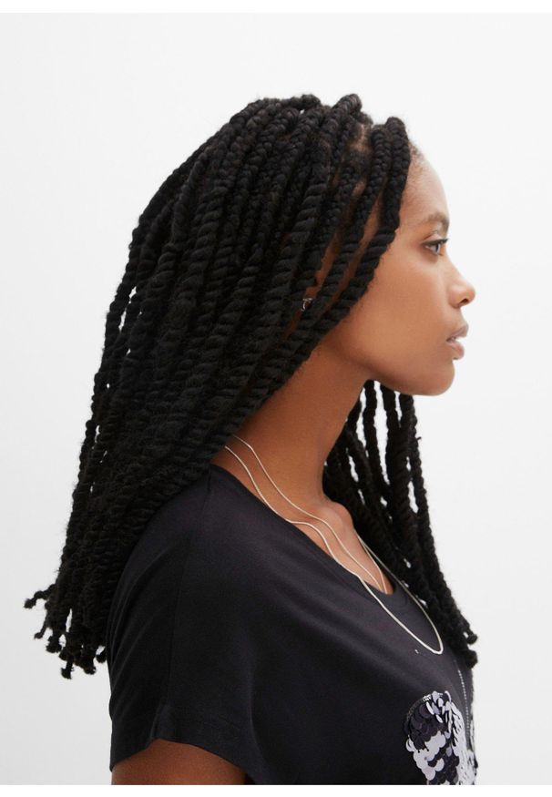 bonprix - Shirt z cekinami. Kolor: czarny. Długość rękawa: krótki rękaw. Długość: krótkie. Wzór: aplikacja, gładki