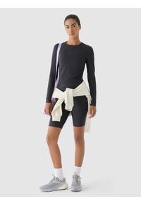 4f - 4F Longsleeve treningowy szybkoschnący damski - szary S. Kolor: szary. Materiał: dzianina, materiał, syntetyk, włókno, elastan, prążkowany. Długość rękawa: długi rękaw. Długość: długie. Wzór: jednolity, prążki. Sport: fitness #2