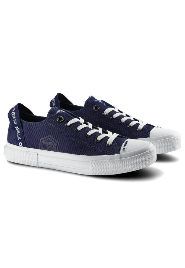 Big-Star - Granatowe Trampki Big Star Damskie Lekkie Półbuty. Okazja: na co dzień. Zapięcie: sznurówki. Kolor: niebieski. Materiał: dresówka, materiał, jeans. Szerokość cholewki: normalna. Styl: casual
