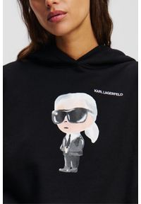Karl Lagerfeld - KARL LAGERFELD Czarna damska bluza z kapturem Ikon Aquarelle K. Typ kołnierza: kaptur. Kolor: czarny #5