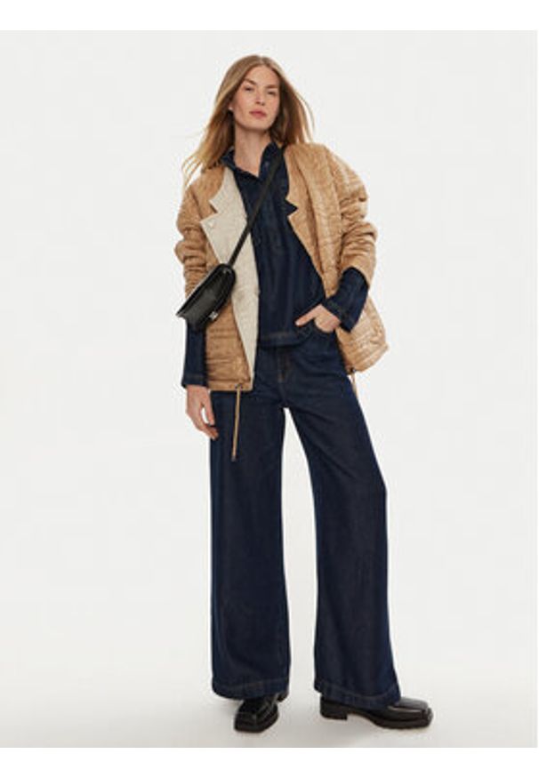 Munthe Jeansy Obey 243142324314 Granatowy Wide Leg. Kolor: niebieski