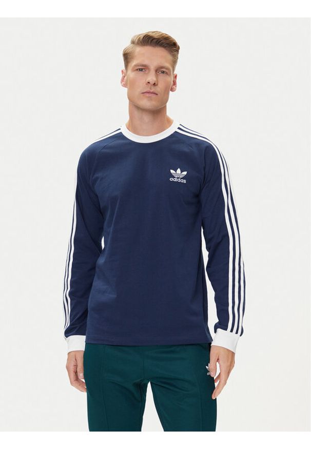 Adidas - adidas Longsleeve adicolor Classics 3-Stripes IM9428 Granatowy Slim Fit. Kolor: niebieski. Materiał: bawełna. Długość rękawa: długi rękaw