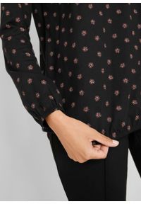 Tunika shirtowa z bawełny organicznej bonprix czarny w kwiaty. Kolor: czarny. Materiał: materiał, bawełna. Wzór: kwiaty #3