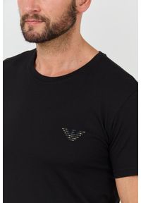 Emporio Armani - EMPORIO ARMANI Czarny męski t-shirt logo brodé, Rozmiar XXL. Kolor: czarny