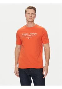 TOMMY HILFIGER - Tommy Hilfiger T-Shirt Center Stack MW0MW38621 Pomarańczowy Regular Fit. Kolor: pomarańczowy. Materiał: bawełna #1