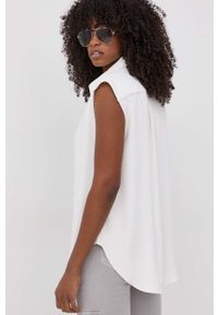 Nissa koszula damska kolor biały. Kolor: biały. Materiał: tkanina. Długość: długie