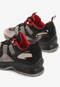 Renee - Czarne Sneakersy Militant. Kolor: czarny. Obcas: na obcasie. Wysokość obcasa: niski #6