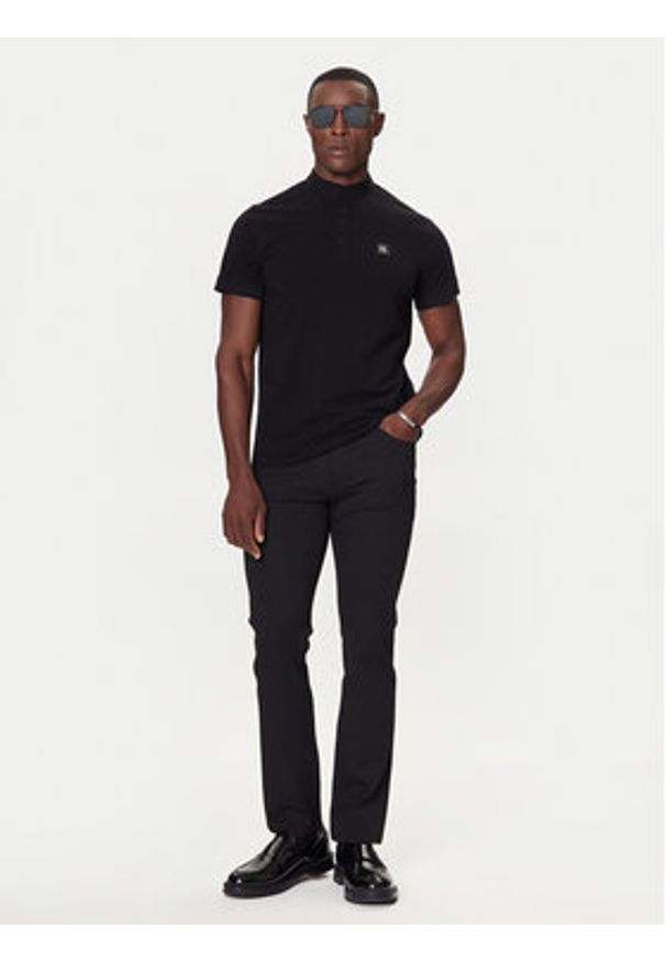 Karl Lagerfeld - KARL LAGERFELD Polo 745001 554221 Czarny Regular Fit. Typ kołnierza: polo. Kolor: czarny. Materiał: bawełna