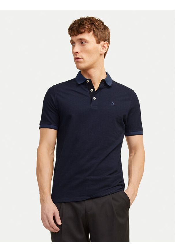 Jack & Jones Polo Paulos 12136668 Granatowy Slim Fit. Typ kołnierza: polo. Kolor: niebieski. Materiał: bawełna