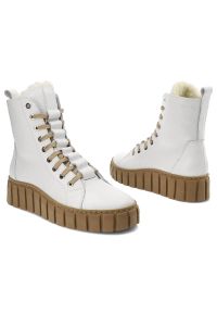 CheBello - Białe Botki Chebello Ocieplane Skórzane Buty Damskie. Kolor: biały. Materiał: skóra #4