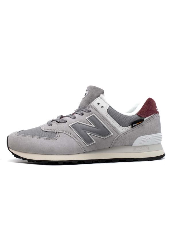 Buty do chodzenia męskie New Balance U574KBR. Zapięcie: sznurówki. Kolor: szary. Materiał: skóra, materiał, syntetyk, tkanina. Szerokość cholewki: normalna. Model: New Balance 574. Sport: turystyka piesza