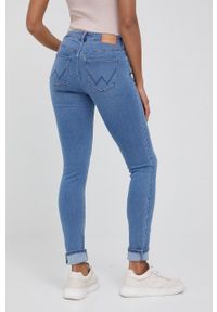 Wrangler jeansy SKINNY SOFT MARBLE damskie medium waist. Kolor: niebieski #3
