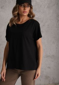 Renee - Czarny T-shirt Basic Oversize z Bawełny Elusis. Okazja: na co dzień. Kolor: czarny. Materiał: bawełna. Styl: casual, elegancki #1