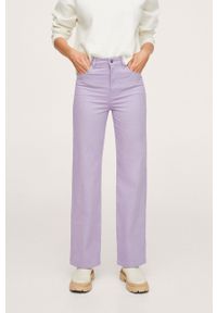 mango - Mango Spodnie damskie kolor fioletowy proste high waist. Okazja: na co dzień. Stan: podwyższony. Kolor: fioletowy. Materiał: włókno. Styl: casual #1