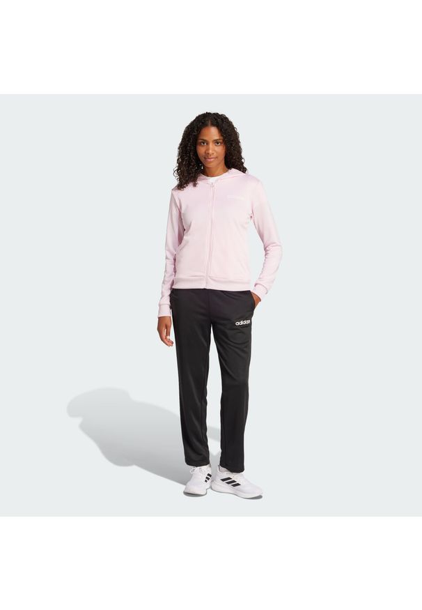 Adidas - Dres Essentials Linear Rozmiar M Różowy - JD2702. Kolor: różowy. Materiał: dresówka. Wzór: gładki. Sport: fitness, wspinaczka