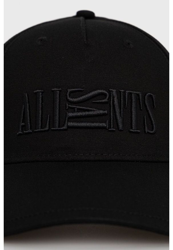 AllSaints czapka bawełniana kolor szary z aplikacją. Kolor: szary. Materiał: bawełna. Wzór: aplikacja