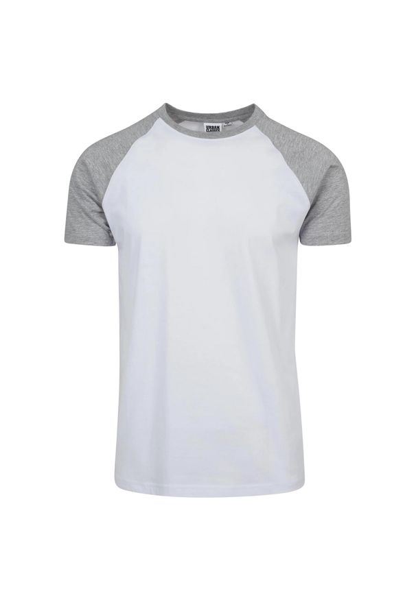 Urban Classics - T-shirt Męski Kontrastowa Raglanowa. Kolor: szary, biały, wielokolorowy. Długość rękawa: raglanowy rękaw. Sport: turystyka piesza