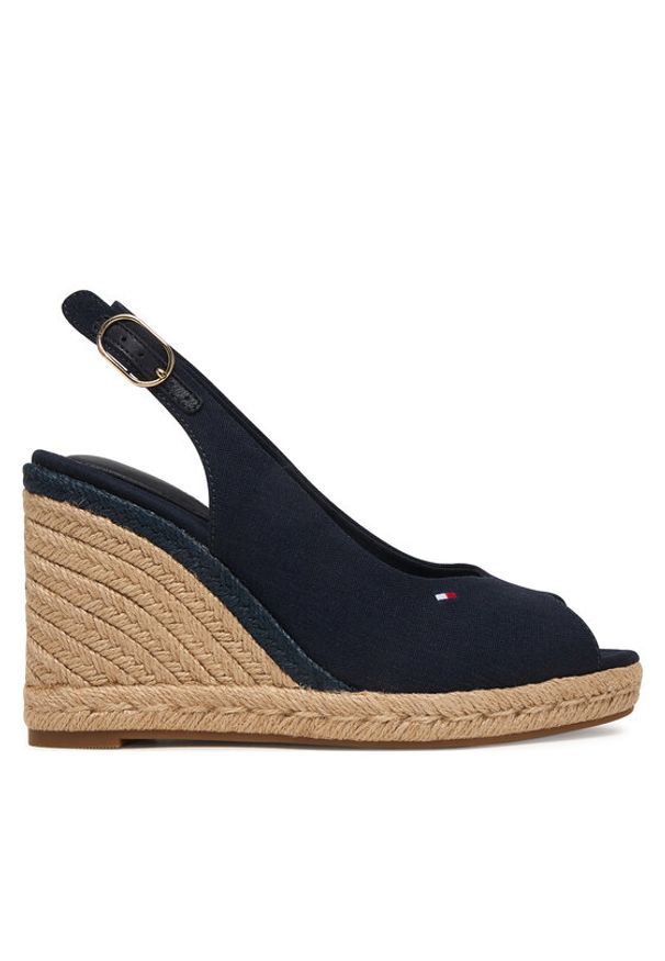 TOMMY HILFIGER - Tommy Hilfiger Espadryle Flag High Wedge Espad Slingback FW0FW09343 Granatowy. Kolor: niebieski. Materiał: materiał