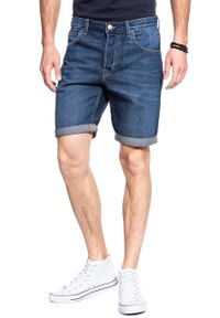 Lee - SPODENKI LEE 5 POCKET SHORT CLEAN MOAB L73EJLKU 112120437. Materiał: jeans. Wzór: aplikacja