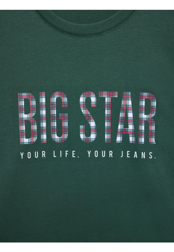 Big-Star - Koszulka męska z logo BIG STAR zielona Melsar 304. Okazja: na co dzień. Kolor: zielony. Materiał: jeans, dzianina. Wzór: nadruk. Styl: klasyczny, wizytowy, casual
