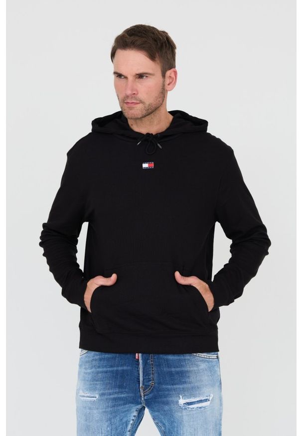 Tommy Jeans - TOMMY JEANS Czarna męska bluza z kapturem, Rozmiar S. Typ kołnierza: kaptur. Kolor: czarny