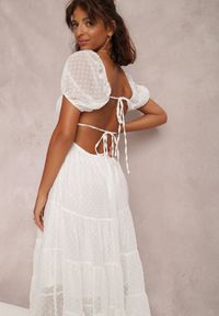 Renee - Biała Sukienka Nephia. Kolor: biały. Materiał: tkanina. Styl: elegancki, wizytowy. Długość: midi #3