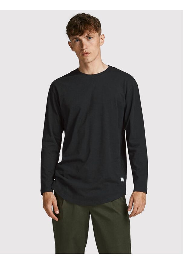 Jack & Jones - Jack&Jones Longsleeve Noa 12190128 Czarny Loose Fit. Kolor: czarny. Materiał: bawełna. Długość rękawa: długi rękaw
