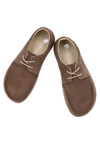 Brązowe Półbuty Armodo Welurowe Obuwie Damskie Barefoot. Okazja: na co dzień. Zapięcie: sznurówki. Kolor: brązowy. Materiał: welur. Szerokość cholewki: normalna. Styl: casual, klasyczny #4