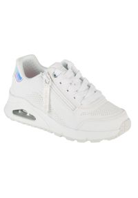skechers - Buty sportowe Sneakersy dziewczęce, Uno Gen1 - Zip And Stride. Kolor: biały. Sport: turystyka piesza #1