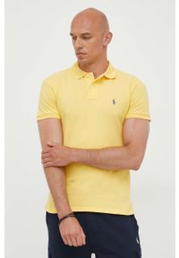 Polo Ralph Lauren polo bawełniane kolor żółty gładki. Typ kołnierza: polo. Kolor: żółty. Materiał: bawełna. Długość: krótkie. Wzór: gładki #1
