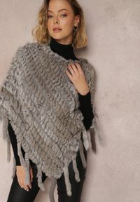 Renee - Jasnoszare Ponczo Futrzane Gringo. Kolor: szary. Materiał: futro #2