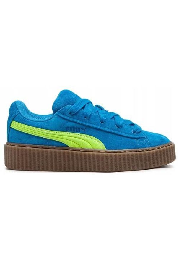 Buty do chodzenia damskie Puma Creeper Phatty Fenty By Rihanna. Okazja: na co dzień. Zapięcie: sznurówki. Kolor: niebieski. Materiał: materiał. Szerokość cholewki: normalna. Sport: turystyka piesza