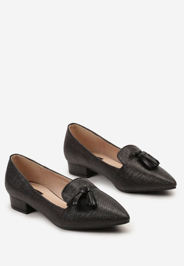Born2be - Czarne Mokasyny Loafersy w Stylu Boho z Kolorową Plecionką Tanula. Kolor: czarny. Wzór: kolorowy. Styl: boho