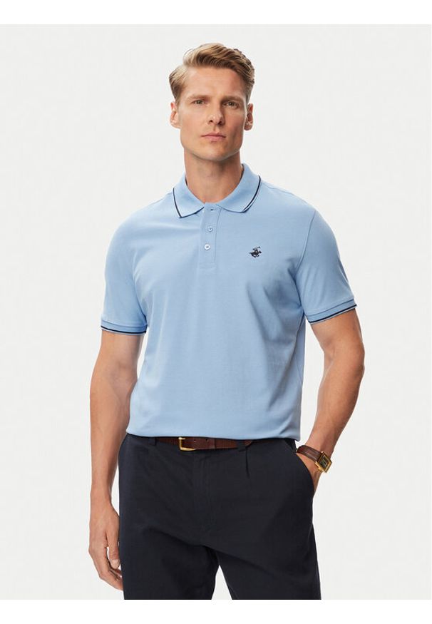 Beverly Hills Polo Club Polo P-SS26M-P42561BBU Niebieski jasny Regular Fit. Typ kołnierza: polo. Kolor: niebieski. Materiał: bawełna