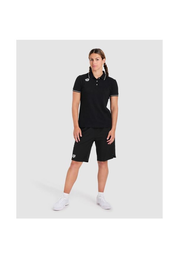 Koszulka polo damska Arena Team Polo shirt Solid Cotton. Typ kołnierza: polo. Kolor: czarny. Materiał: dzianina, bawełna. Wzór: jednolity. Styl: sportowy