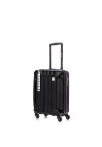 SWISSBAGS - Walizka na kółkach SwissBags Tourist czarna - mała 40 l. Kolor: czarny. Materiał: materiał. Wzór: napisy. Styl: klasyczny, elegancki #1